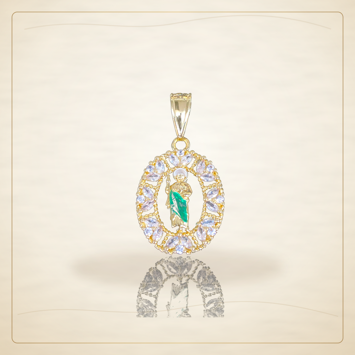Oro Laminado · Dije Lotus San Judas Zirconia / Lotus San Judas Zirconia Pendant — Golden Shop 11