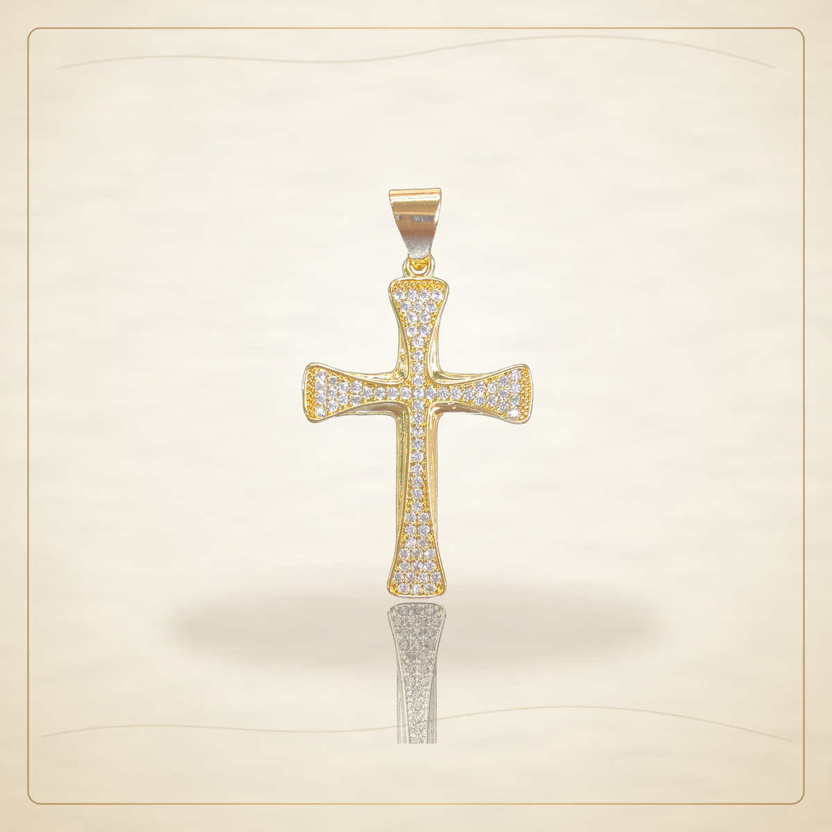 Oro Laminado · Dije Fancy Celtic Zirconia Cross / Fancy Celtic Zirconia Cross Pendant — Golden Shop 11