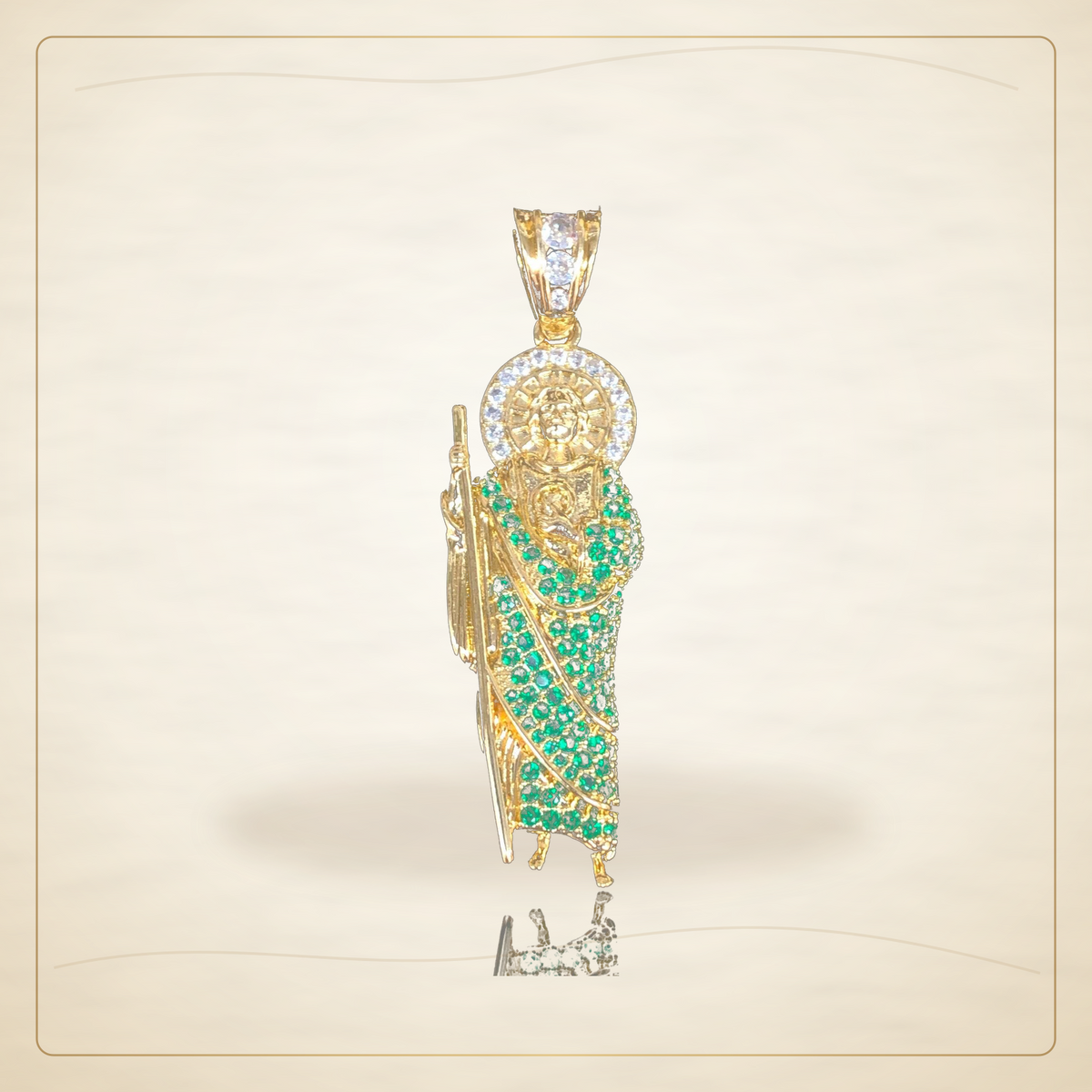 Oro Laminado · Dije Blessed San Judas Zirconia / Blessed San Judas CZ Pendant — Golden Shop 11