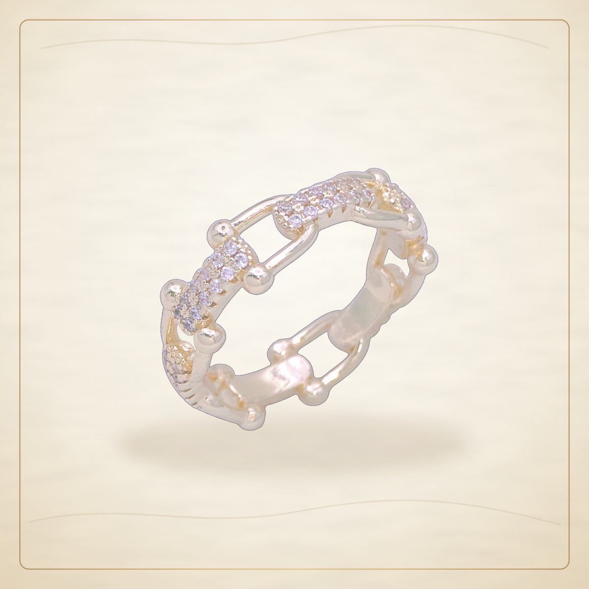 Oro Laminado · Anillo Swiss Pave U-Link Zirconia / Swiss Pave U-Link Zirconia Ring — Golden Shop 11