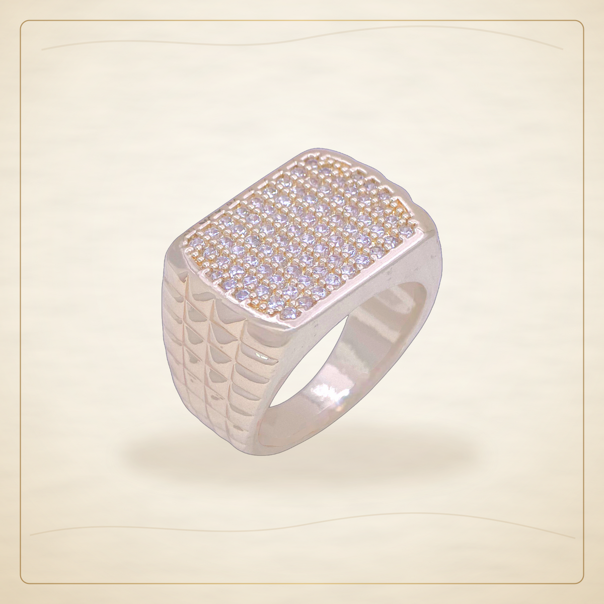 Oro Laminado · Anillo Zirconia Studded Mens Signet / Zirconia Studded Mens Signet Ring — Golden Shop 11
