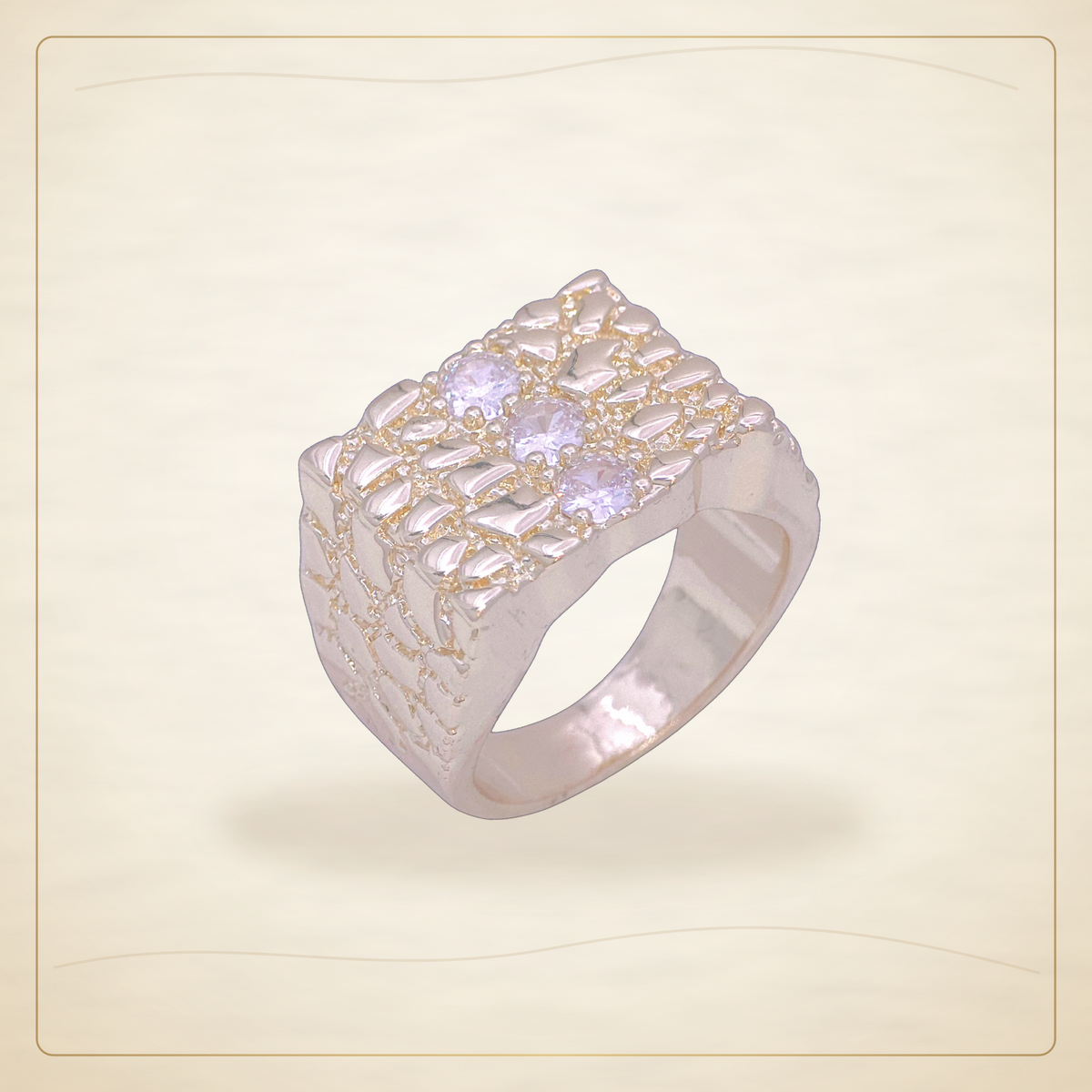 Oro Laminado · Anillo Zirconia Nugget Mens Signet / Zirconia Nugget Mens Signet Ring — Golden Shop 11