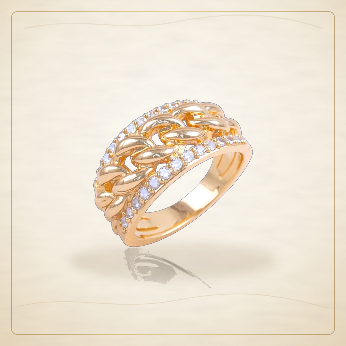 Oro Laminado · Anillo Geneva Curb Link Interlocking / Geneva Curb Link Interlocking Ring — Golden Shop 11