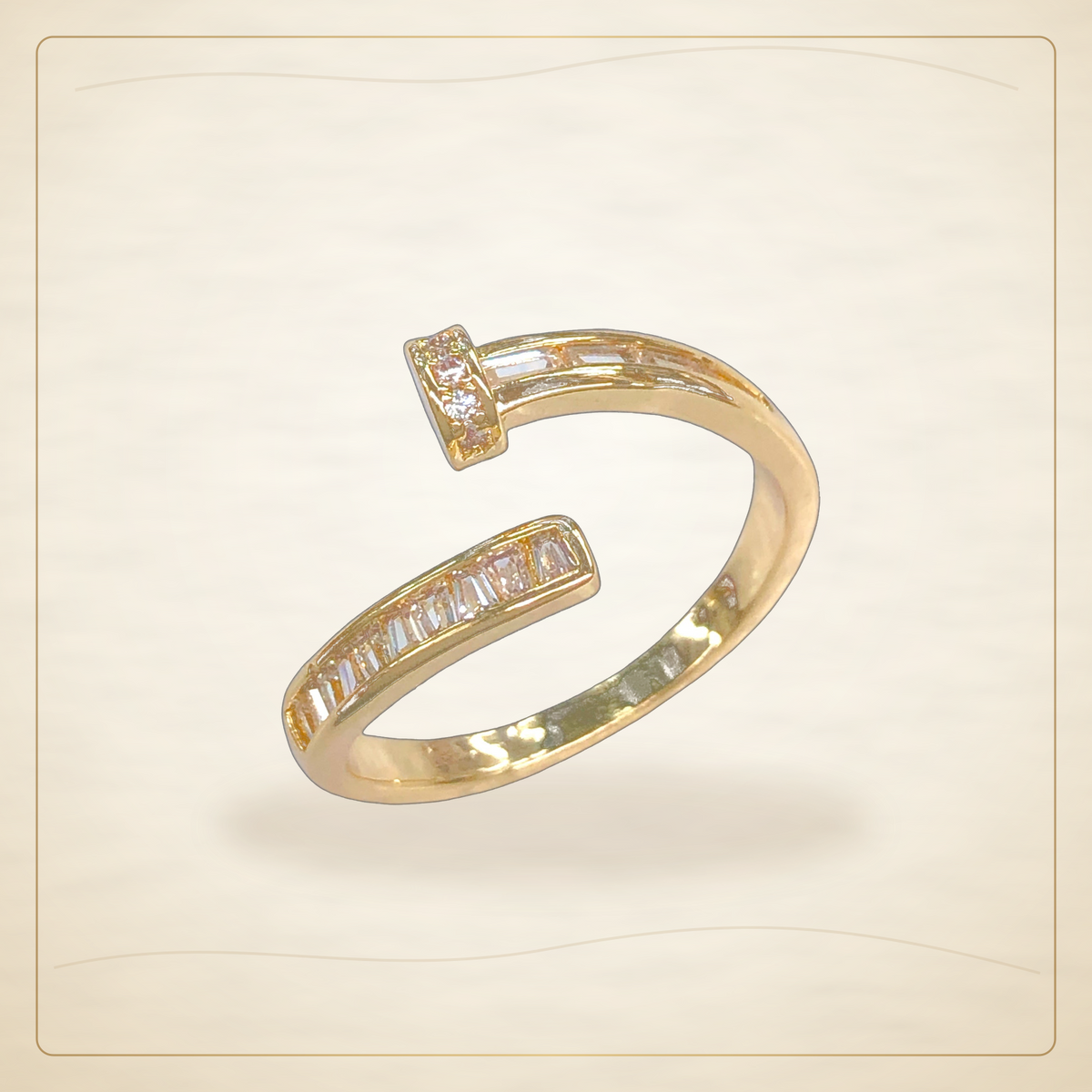 Oro Laminado · Anillo Geneva Artisana Adjustable Zirconia / Geneva Artisana Adjustable CZ Ring — Golden Shop 11