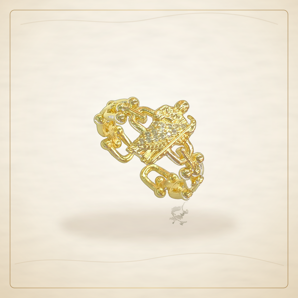 Oro Laminado · Anillo San Judas U-Link Zirconia / San Judas U-Link Zirconia Ring — Golden Shop 11