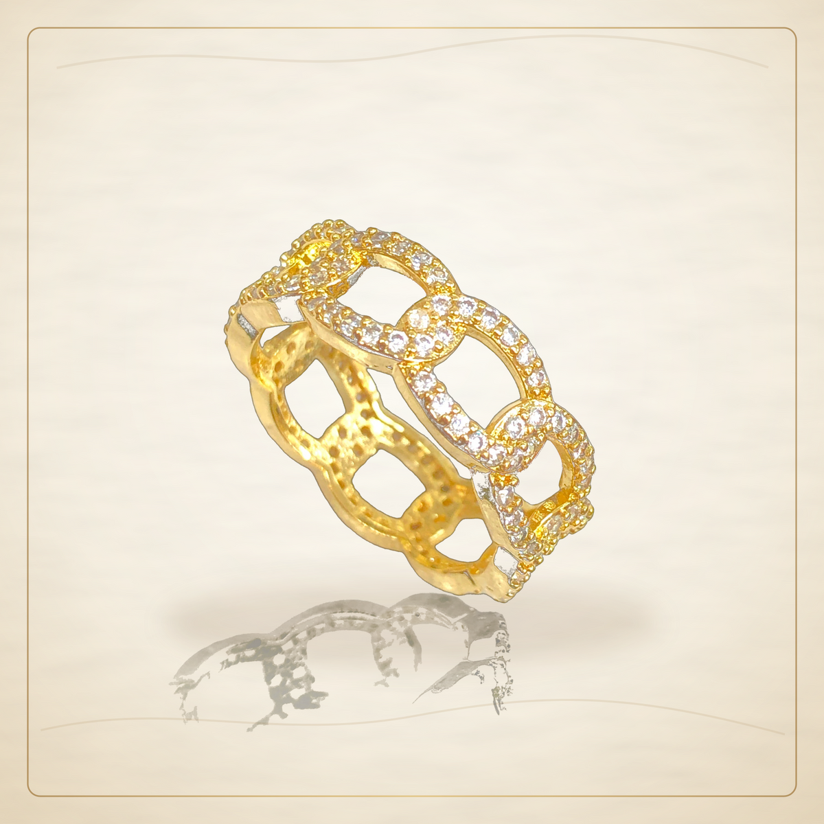 Oro Laminado · Anillo Fancy Venetian Cuban Link Eternity / Fancy Venetian Cuban Link Eternity Ring — Golden Shop 11