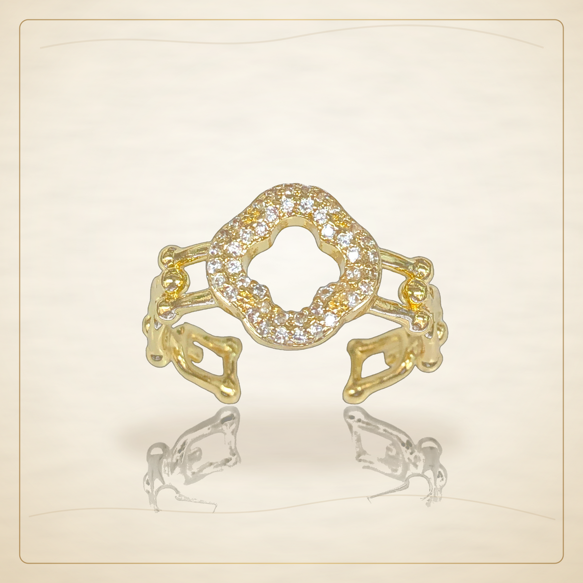 Oro Laminado · Anillo Milano Clover Adjustable / Milano Clover Adjustable Ring — Golden Shop 11