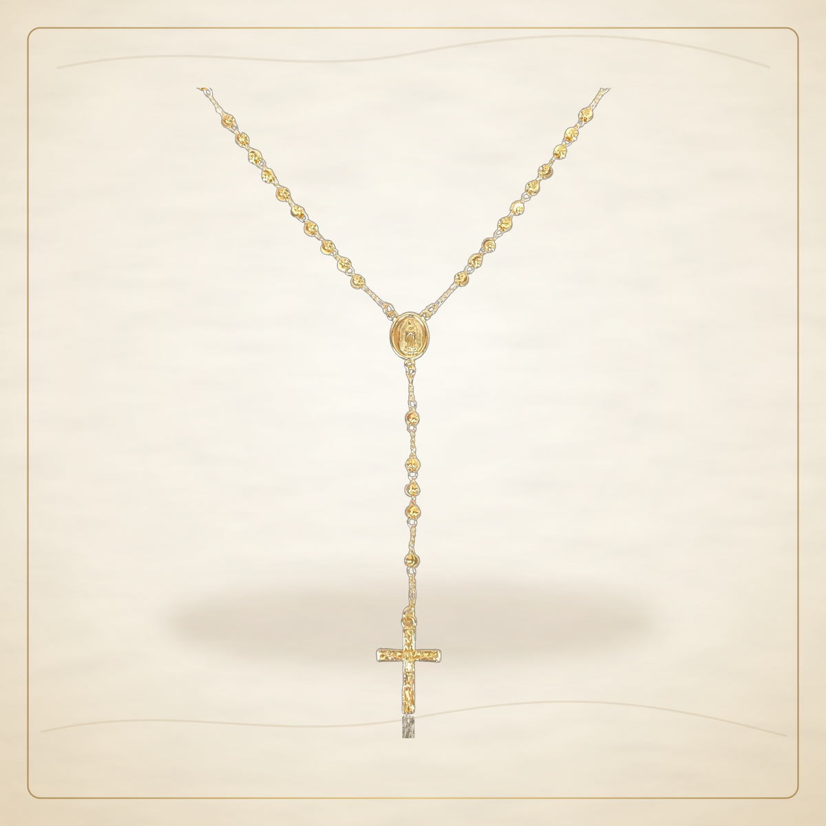 Oro Laminado · Rosario 4mm Cross Cut Beads / 4mm Cross Cut Beads Rosary Necklace — Golden Shop 11
