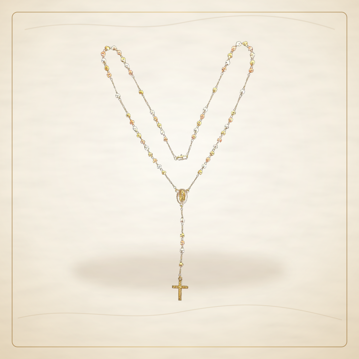 Oro Laminado · Rosario Tricolor 6mm Diamond Cut / Tricolor 6mm Diamond Cut Rosary — Golden Shop 11