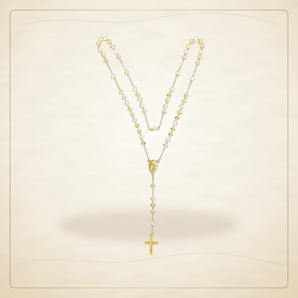 Oro Laminado · Rosario Tricolor 6mm Cross Cut Bead / Tricolor 6mm Cross Cut Bead Rosary — Golden Shop 11