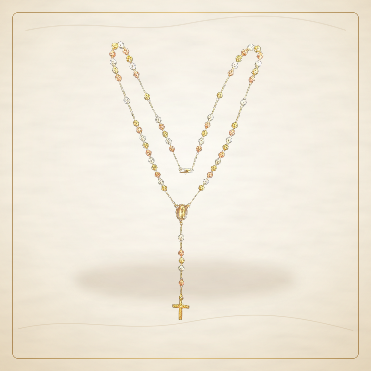 Oro Laminado · Rosario Tricolor 6mm Lantern Bead / Tricolor 6mm Lantern Bead Rosary — Golden Shop 11