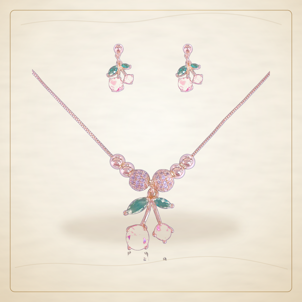 Oro Laminado · Set Crimson Ruby Cherry Zirconia / Crimson Ruby Cherry Zirconia Set — Golden Shop 11