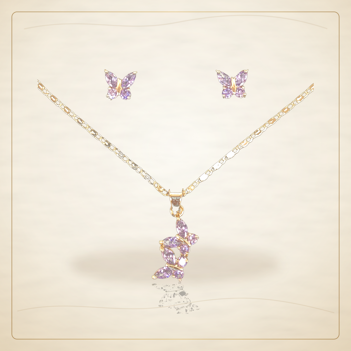 Oro Laminado · Set Twin Butterfly Zirconia / Twin Butterfly Zirconia Set — Golden Shop 11