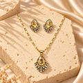 Gold Filled Champagne Teardrop Necklace Earrings Set