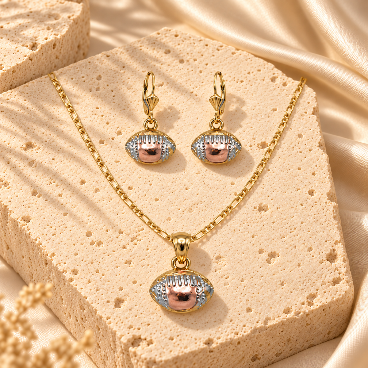 Gold Filled Clear Stone Necklace Earrings Set