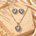 Gold Filled Clear Teardrop Necklace Earrings Set