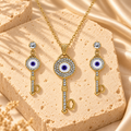 Gold Filled Evil Eye Key Necklace Earrings Set