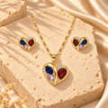 Gold Filled Multicolor Heart Necklace Earrings Set