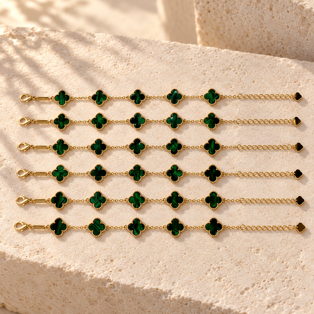 Green Clover Gold Filled Bracelet (Pack of 6)