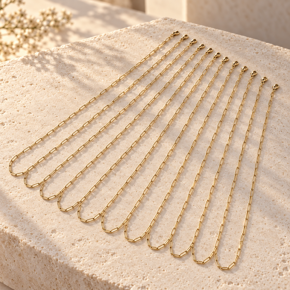 Thin Gold Filled Paperclip Link Chain (Pack of 12)