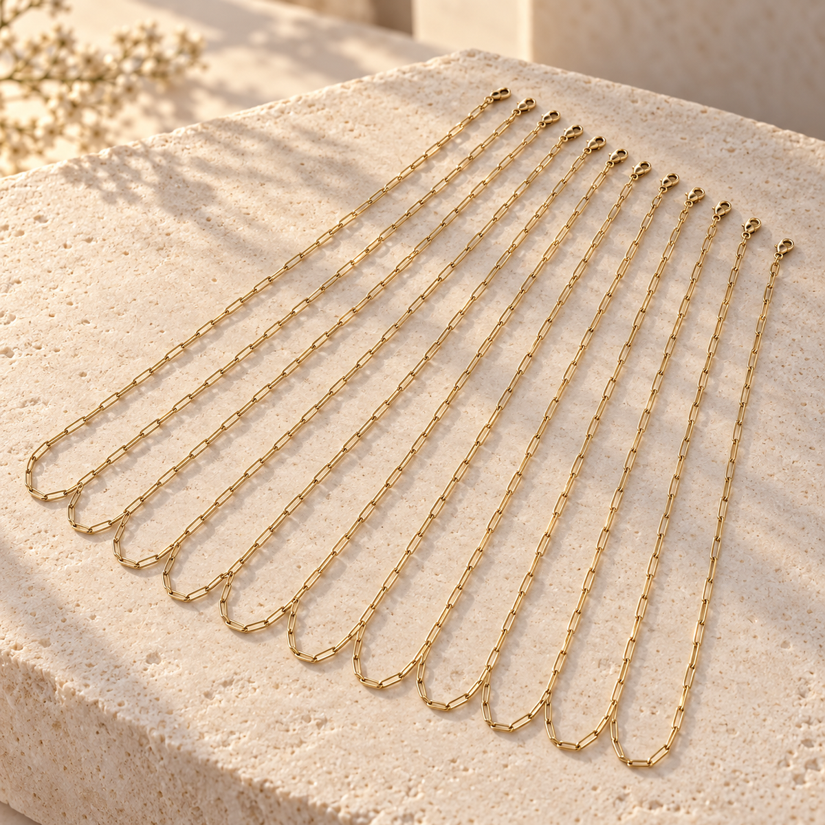 Thin Gold Filled Paperclip Link Chain (Pack of 12)